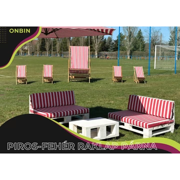 Raklap Kanapé Piros - Fehér csíkos