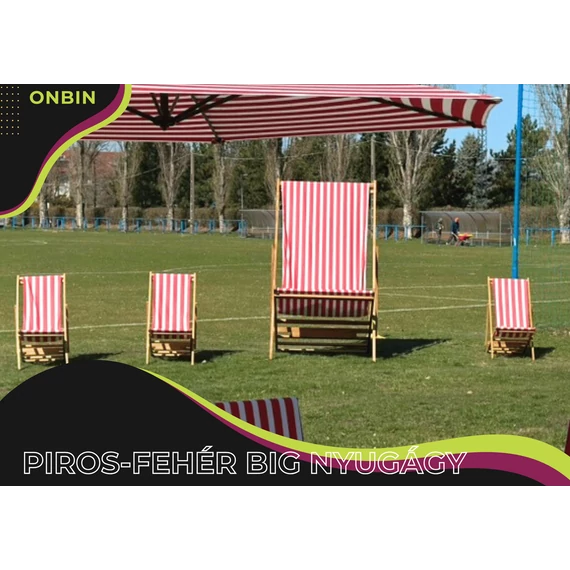 BIG nyugágy piros–fehér csíkos bérlés rendezvényre – 1. nézet